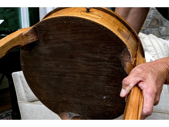 Antique French Louis XV/XVI Tulipwood And Marquetry Gueridon Table, Ca. 1880
