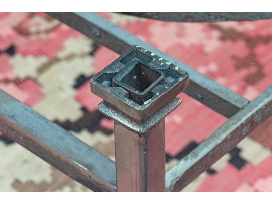 Large Glass & Iron Cocktail Table