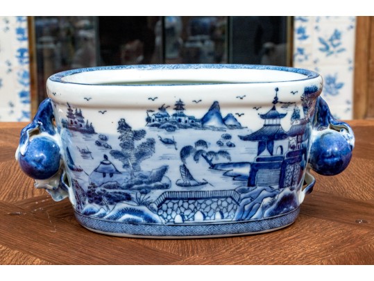 Antique Chinese Blue & White Foot Bath / Jardiniere
