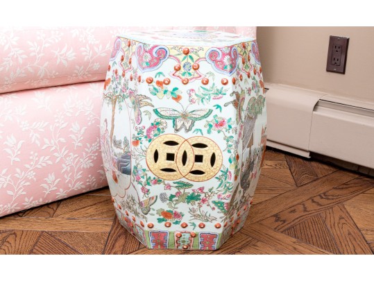 Chinese Famille Rose Porcelain Hexagonal Garden Stool