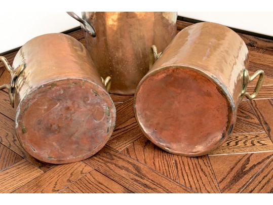 Trio Of Vintage Copper Stock Pots