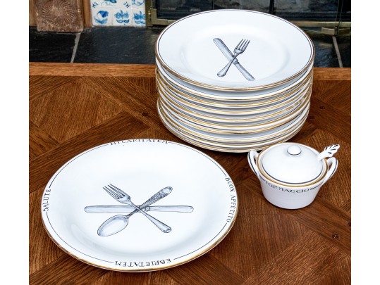 Italian Deruta Ceramic Pasta Set