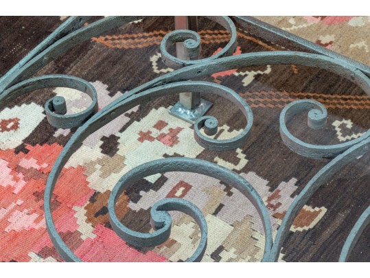 Large Glass & Iron Cocktail Table