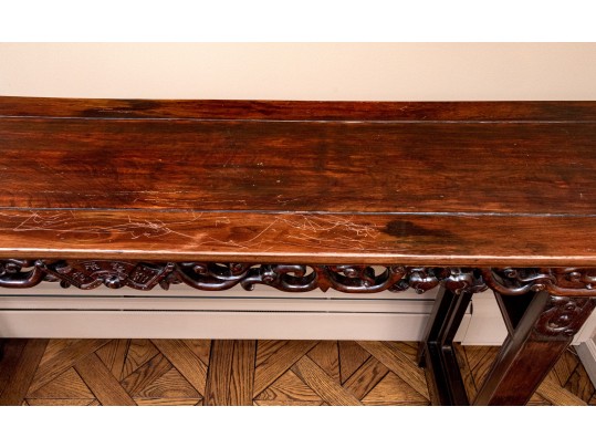Beautiful Vintage Chinese Rosewood Carved Console