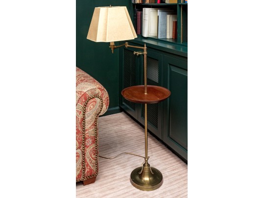 Vintage Brass & Mahogany Standing Lamp