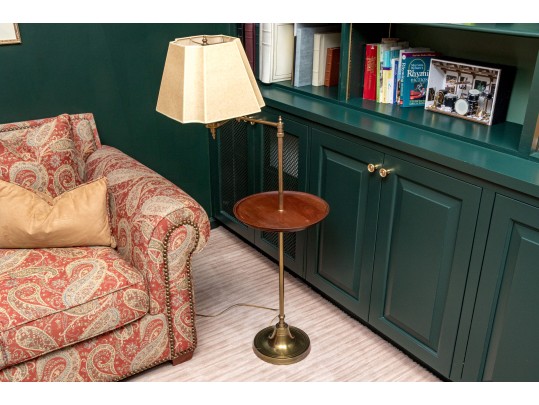 Vintage Brass & Mahogany Standing Lamp