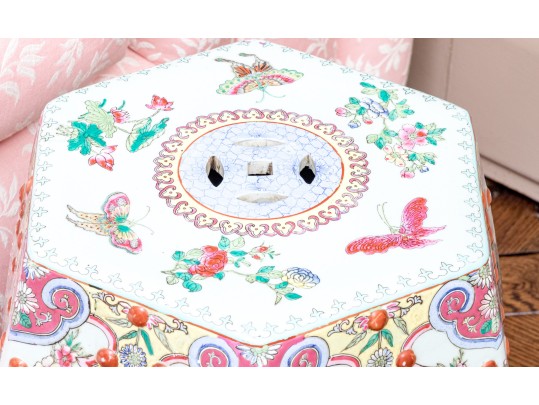 Chinese Famille Rose Porcelain Hexagonal Garden Stool