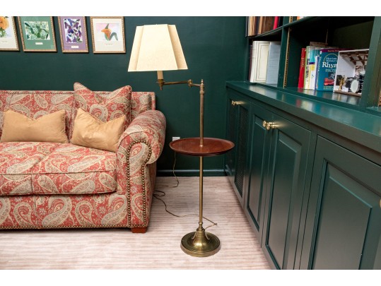 Vintage Brass & Mahogany Standing Lamp