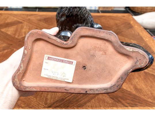 Pair Of Victorian Staffordshire Black Glazed Spaniels