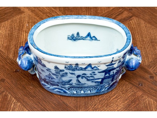 Antique Chinese Blue & White Foot Bath / Jardiniere