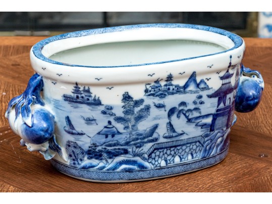 Antique Chinese Blue & White Foot Bath / Jardiniere