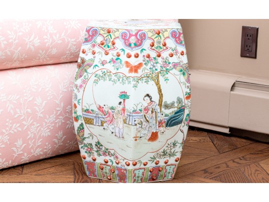 Chinese Famille Rose Porcelain Hexagonal Garden Stool