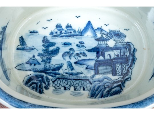 Antique Chinese Blue & White Foot Bath / Jardiniere