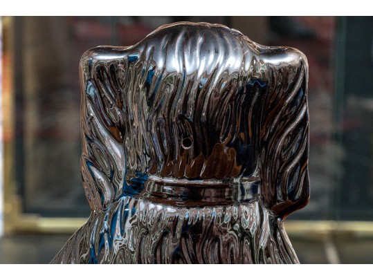 Pair Of Victorian Staffordshire Black Glazed Spaniels