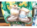 Four Italian Majolica Maid Figural Candleholders & Figurine