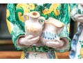 Four Italian Majolica Maid Figural Candleholders & Figurine