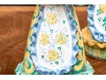 Four Italian Majolica Maid Figural Candleholders & Figurine
