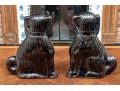 Pair Of Victorian Staffordshire Black Glazed Spaniels