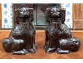 Pair Of Victorian Staffordshire Black Glazed Spaniels