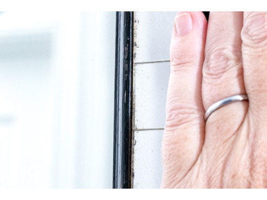 Hall Mirror Within Ebonized And Mirror Mosaic Tiled Frame Sunburst Apliques