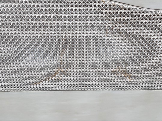 Handsome French Country Caned And Painted King Bedstead