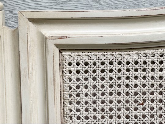 Handsome French Country Caned And Painted King Bedstead