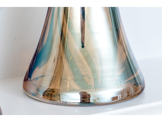 Two Decorative Glass Slender Baluster Vases