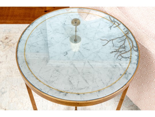 Jonathan Charles Eglomise And Gilded Iron Lamp Round Table