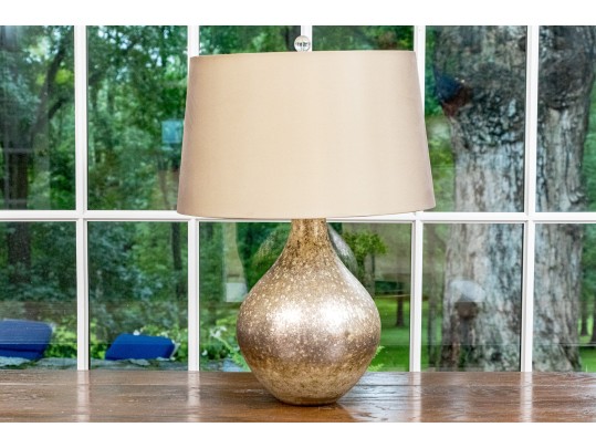 Decorative Glass Bottle Form Table Lamp With Silk Shade
