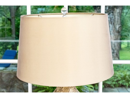 Decorative Glass Bottle Form Table Lamp With Silk Shade