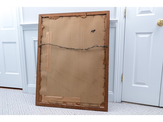 Hall Mirror Within Ebonized And Mirror Mosaic Tiled Frame Sunburst Apliques