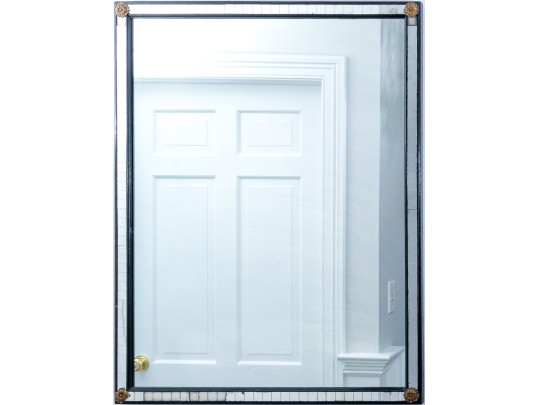 Hall Mirror Within Ebonized And Mirror Mosaic Tiled Frame Sunburst Apliques