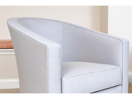 Fabulous Pair Of Tub Back Upholstered Armchairs