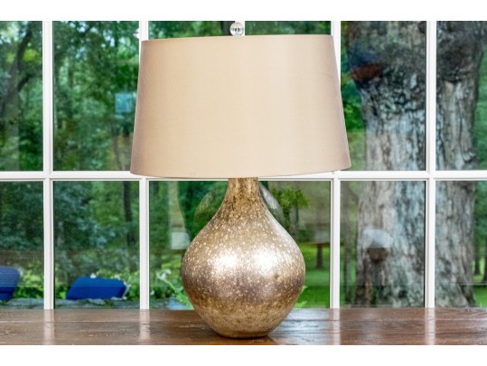Decorative Glass Bottle Form Table Lamp With Silk Shade