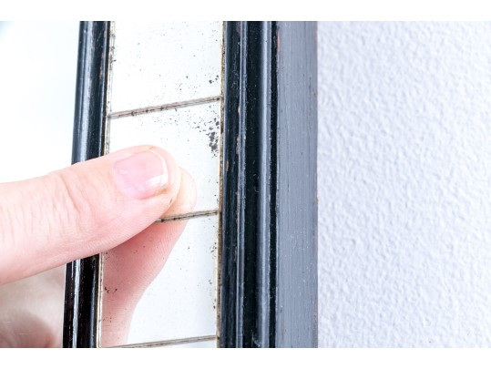 Hall Mirror Within Ebonized And Mirror Mosaic Tiled Frame Sunburst Apliques