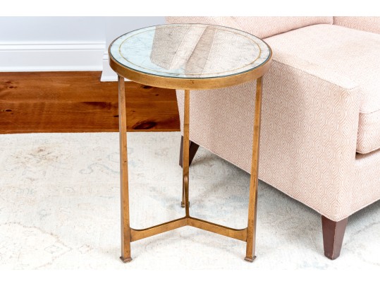 Jonathan Charles Eglomise And Gilded Iron Lamp Round Table