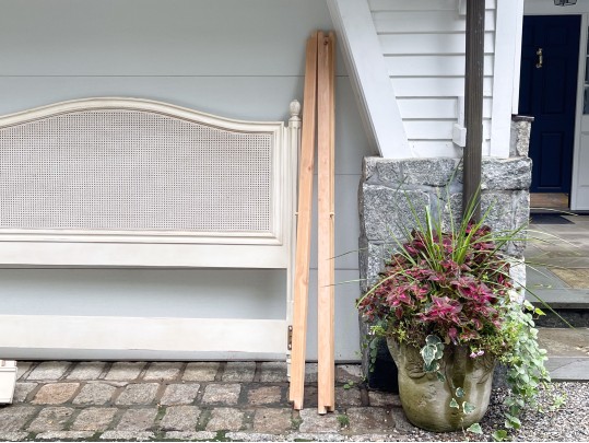 Handsome French Country Caned And Painted King Bedstead