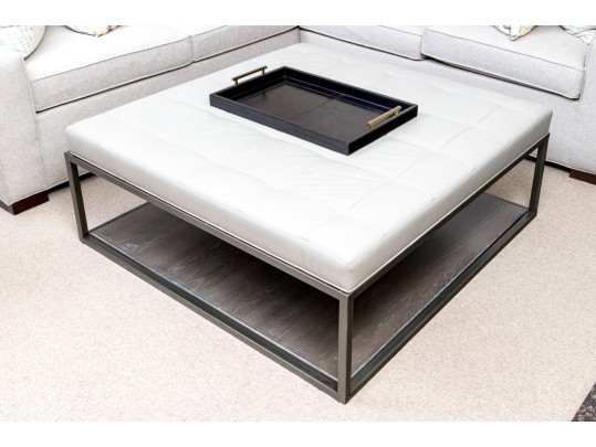 Fantastic Leather Upholstered Oversized Ottoman With A Zodax 