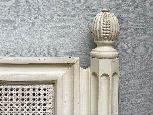 Handsome French Country Caned And Painted King Bedstead