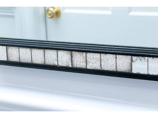 Hall Mirror Within Ebonized And Mirror Mosaic Tiled Frame Sunburst Apliques