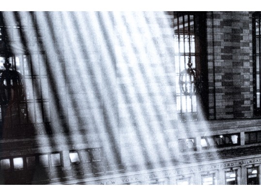 Iconic Photographic Reproduction Print Depicting Sunbeams Through Grand Central Station