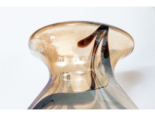 Two Decorative Glass Slender Baluster Vases