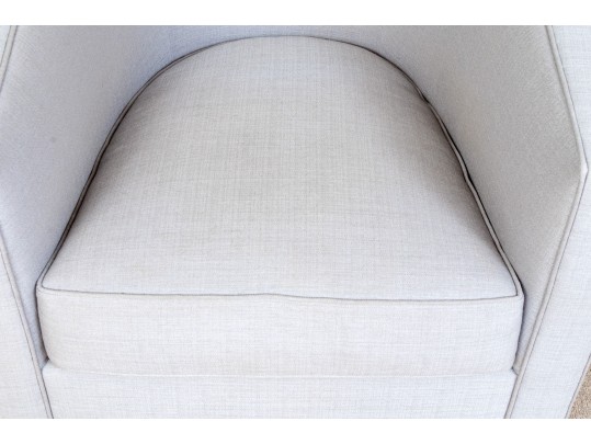 Fabulous Pair Of Tub Back Upholstered Armchairs