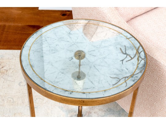Jonathan Charles Eglomise And Gilded Iron Lamp Round Table