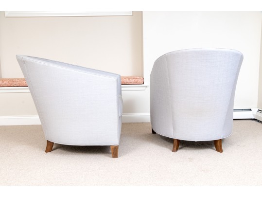 Fabulous Pair Of Tub Back Upholstered Armchairs