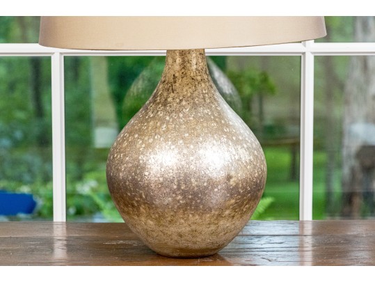 Decorative Glass Bottle Form Table Lamp With Silk Shade