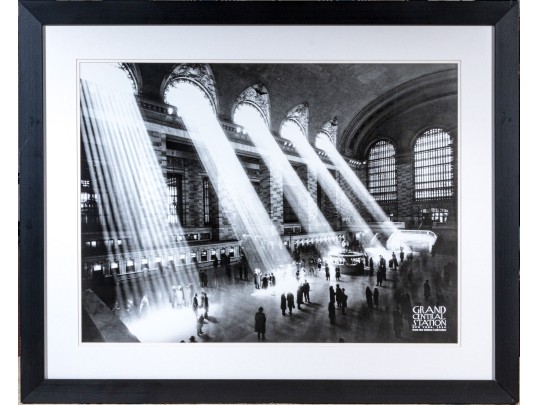 Iconic Photographic Reproduction Print Depicting Sunbeams Through Grand Central Station