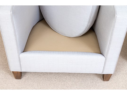 Fabulous Pair Of Tub Back Upholstered Armchairs