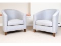 Fabulous Pair Of Tub Back Upholstered Armchairs