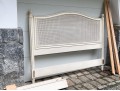 Handsome French Country Caned And Painted King Bedstead